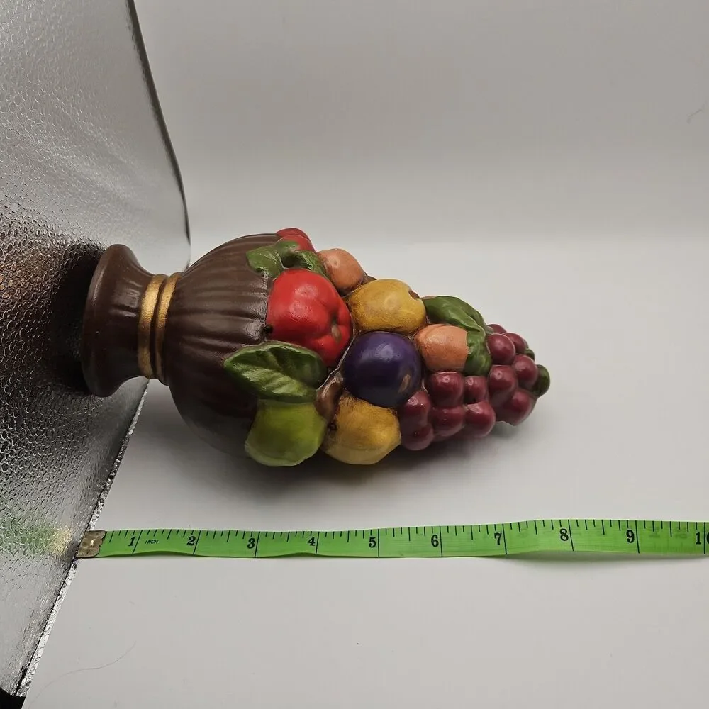 Vintage Handpainted Ceramic Bowl Of Towering Fruit Decor 8 Inch Tall